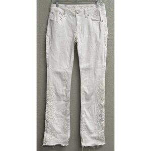 Grace In LA Women’s Boot Cut Jeans Embroidered Raw Hem White Size 30